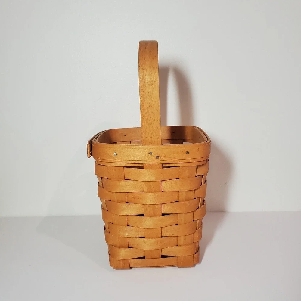 Longaberger tall narrow basket with handle 1996 - see description for dimensions
